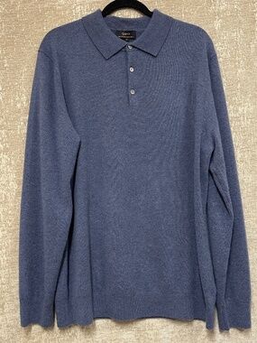 QUINCE MENS 100% MONGOLIAN CASHMERE BLUE SWEATER XL